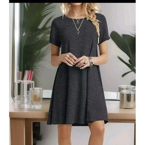 LL Bean Minimalist Charcoal Gray Fairycore Whimsigoth Shift Dress M‎